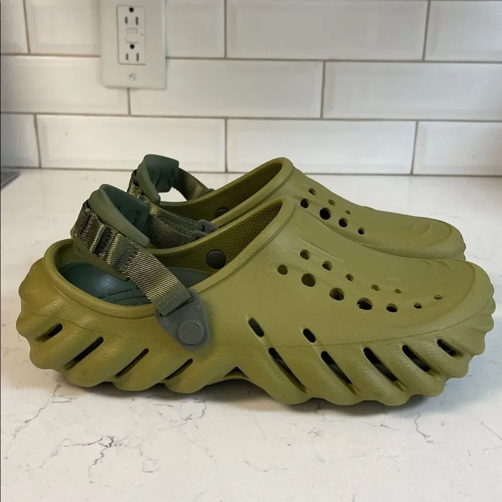 Crocs Echo Clogs 'Olive Green' Mens Size 8 Worn 3-4 Times